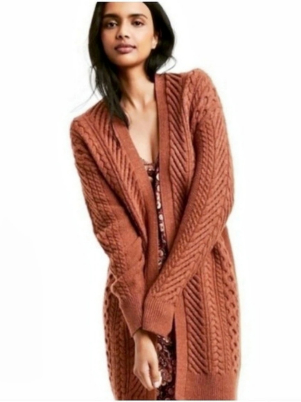 Nili Lotan X Target Cable Knit Cardigan in Rust Size Medium